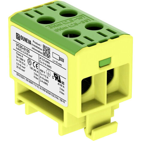 Ouneva Group VC05-0155 Verteilerblock  Schrauben  Gelb-Grün 1 St.