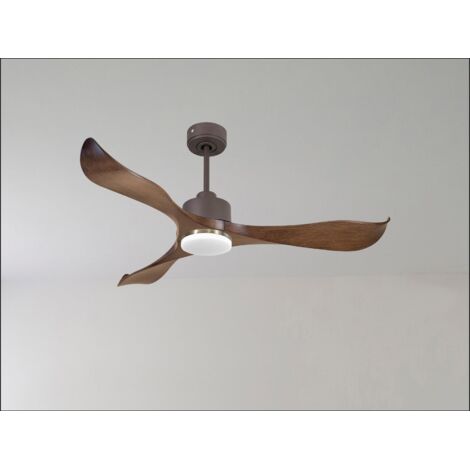 Ouray 2  de Klassfan - Ventilateur de plafond et destratificateur moteur DC basalte  avec Lumière pales bois clair 25 à 40 m²