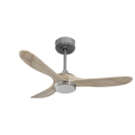 Ouray 2 de Klassfan - Ventilateur de plafond et destratificateur moteur DC Chrome avec Lumière  pales bois clair 10 à 20 m²