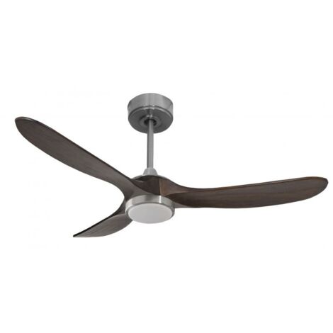 Ouray 2  de Klassfan - Ventilateur de plafond et destratificateur moteur DC Chrome avec Lumière pales bois foncé 25 à 40 m²