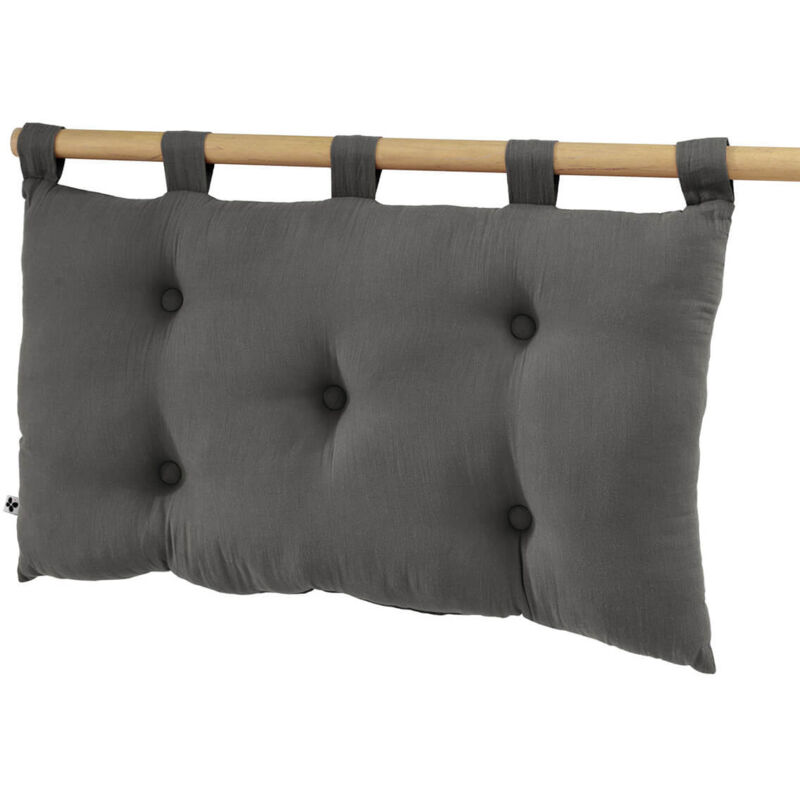 Ourea - Coussin de Tête de Lit avec Passants 50x80cm Gaze de Coton Granit
