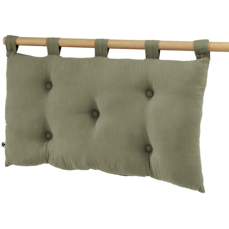 Ourea - Coussin de Tête de Lit avec Passants 50x80cm Gaze de Coton Romarin