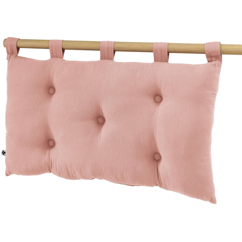 Ourea - Coussin de Tête de Lit avec Passants 50x80cm Gaze de Coton Rose Pêche