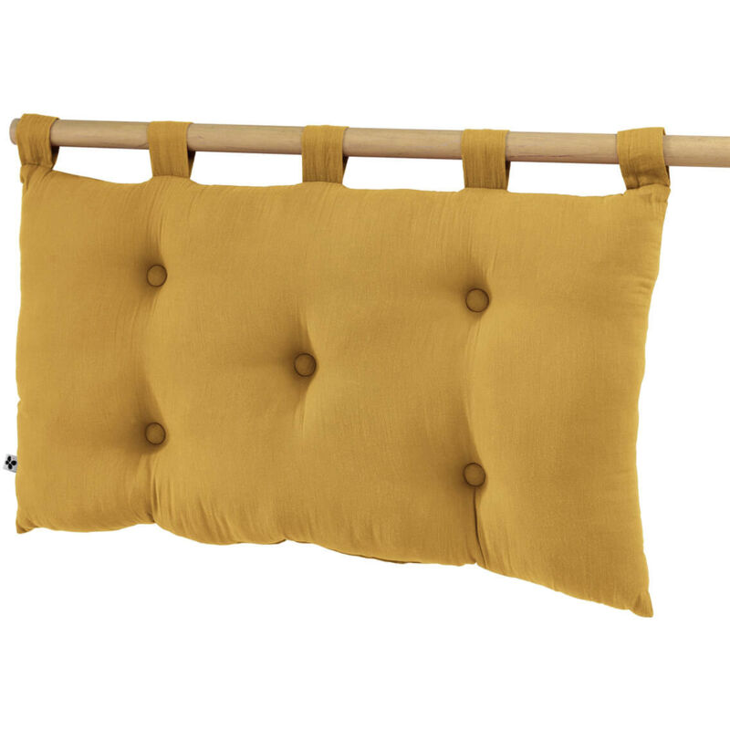 Ourea - Coussin de Tête de Lit avec Passants 50x80cm Gaze de Coton Safran