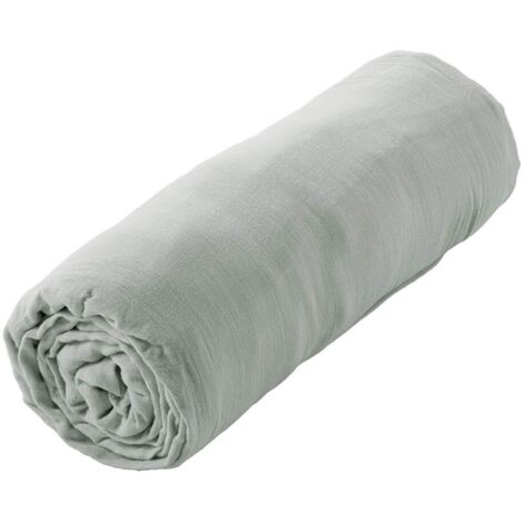 OUREA - Drap Housse 200x200cm Gaze de Coton Eucalyptus
