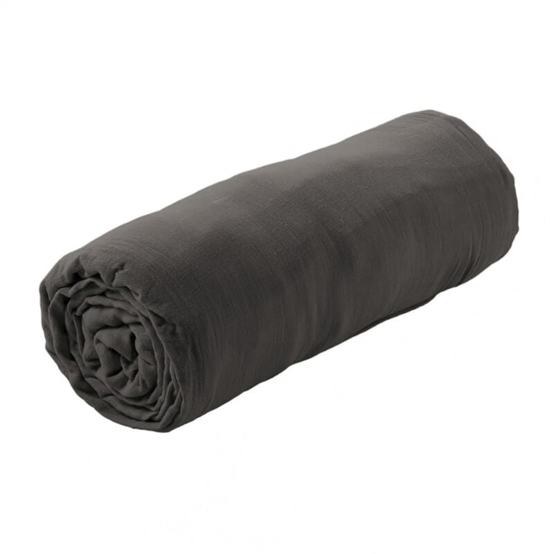 Altobuy - ourea - Drap Housse 90x190cm Gaze de Coton Granit
