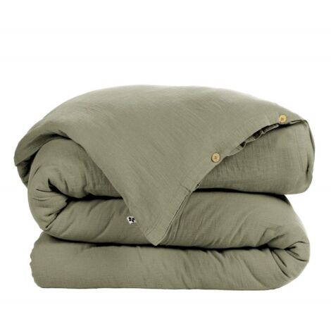 OUREA - Housse de Couette 160x210cm Gaze de Coton Romarin
