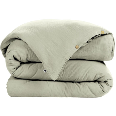 OUREA - Housse de Couette 200x200cm Gaze de Coton Vert d'Eau