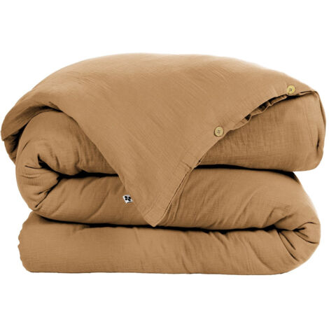 OUREA - Housse de Couette 260x240cm Gaze de Coton Camel