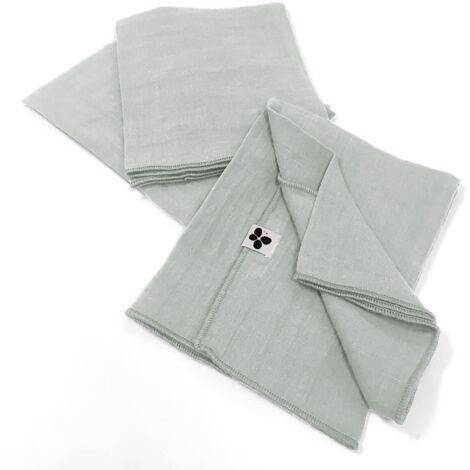 OUREA - Lot de 3 Serviettes 40x40cm Gaze de Coton Eucalyptus