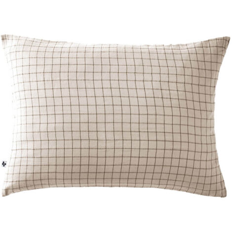 OUREA MOTIF - Taie d'Oreiller 50x70cm Gaze de Coton Pampa à Petits Carreaux