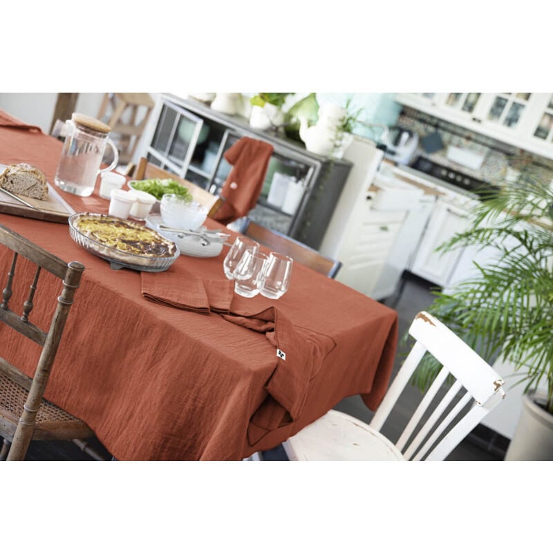 Altobuy - ourea - Nappe Rectangulaire 150x250cm Gaze de Coton Terracotta