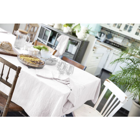 OUREA - Nappe Rectangulaire 150x350cm Gaze de Coton Chantilly