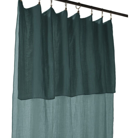 OUREA - Rideau Ajustable 140x300 cm Gaze de Coton Canard + 8 Anneaux Pince