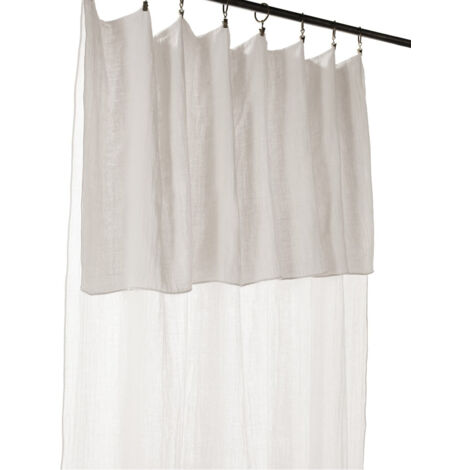 OUREA - Rideau Ajustable 140x300 cm Gaze de Coton Chantilly + 8 Anneaux Pince