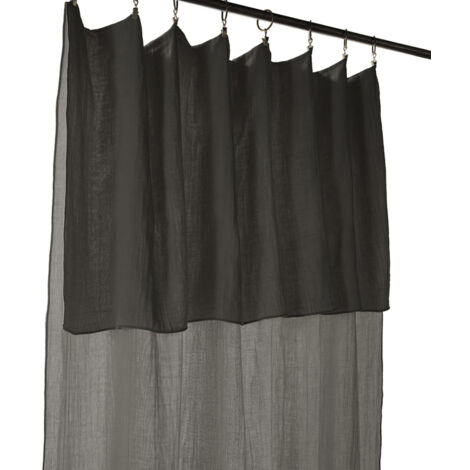 OUREA - Rideau Ajustable 140x300 cm Gaze de Coton Granit + 8 Anneaux Pince