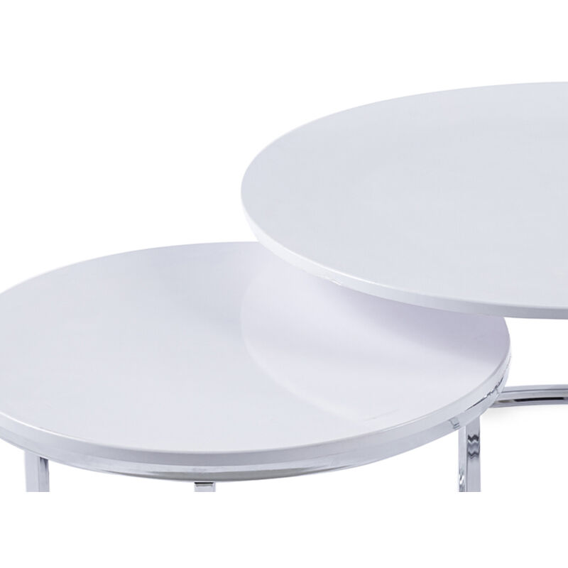 Mobilier Deco - ouren - Lot de 2 tables basses rondes gigognes blanches