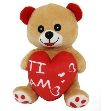 Ours en peluche Saint Valentin je t'aime marron 24 cm - Ours en peluche  avec coeur
