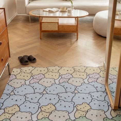 Ours en peluche coloré [format horizontal] 4060cm Boucle en soie Tapis de sol miniature à boucles, résistant, antitache et anti-usure, idéal pour enlever la boue et la saleté de l'entrée. Personnalis