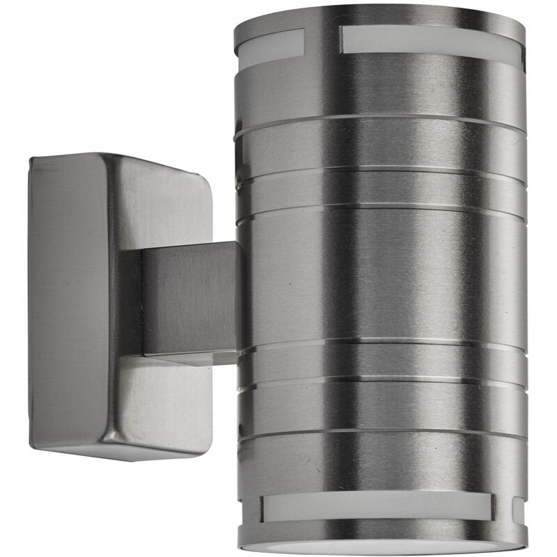 03-searchlight - Outdoor led wall light and porch gu10 led 2 bulbs frosted glass in stainless steel