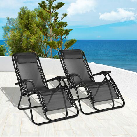 Outdoor 2PCS Adjustable Reclining Sun Lounger - Without Cup holder