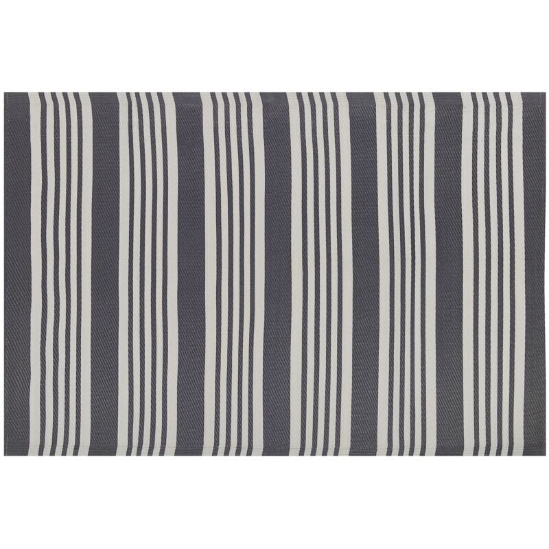 Indoor Outdoor Area Rug Mat 120 x 180 cm Synthetic Black Stripes Delhi