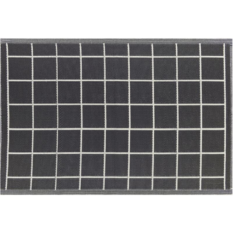 Beliani - Indoor Outdoor Woven Area Rug 120 x 180 cm Synthetic Black White Chequer Rampur