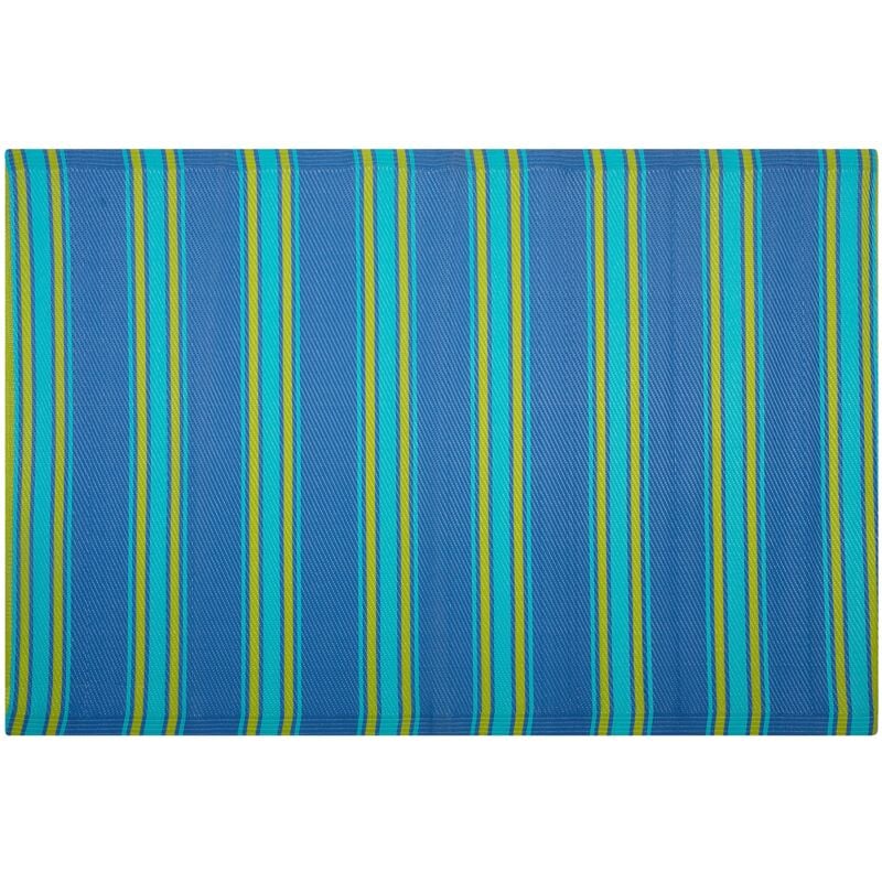 Outdoor Garden Patio Area Rug 120 x 180 cm Woven Synthetic Mat Stripes Blue Alwar