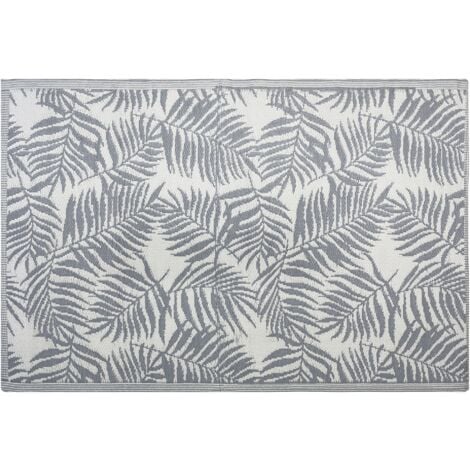 Outdoor Area Rug 120 x 180 cm Palm Leaf Pattern Dark Grey KOTA