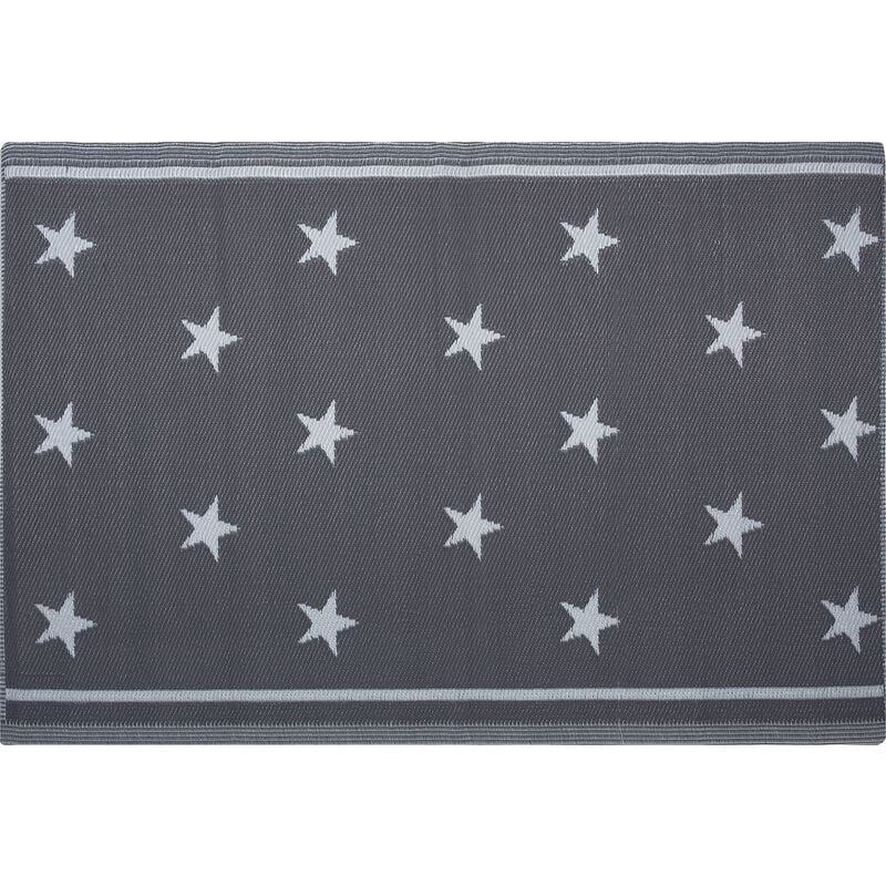 Area Rug Mat Dark Grey Woven Synthetic Indoor Outdoor Stars 120 x 180 cm Latur