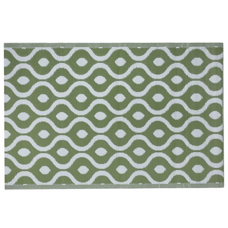 Modern Indoor Outdoor Synthetic Area Rug 120 x 180 cm Wavy Pattern Green Pune