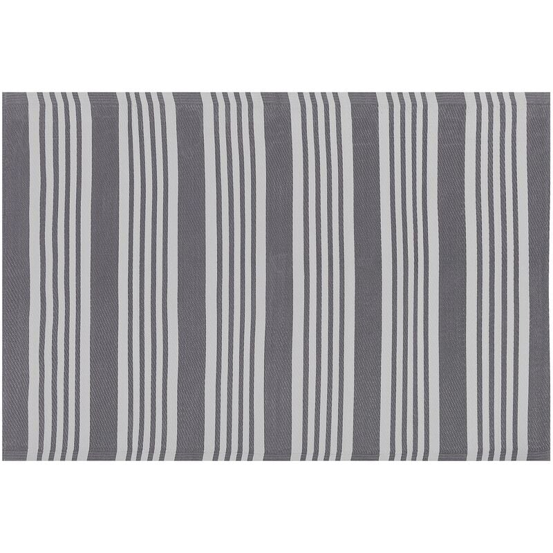 Beliani - Indoor Outdoor Area Rug Mat 120 x 180 cm Synthetic Grey Stripes Delhi