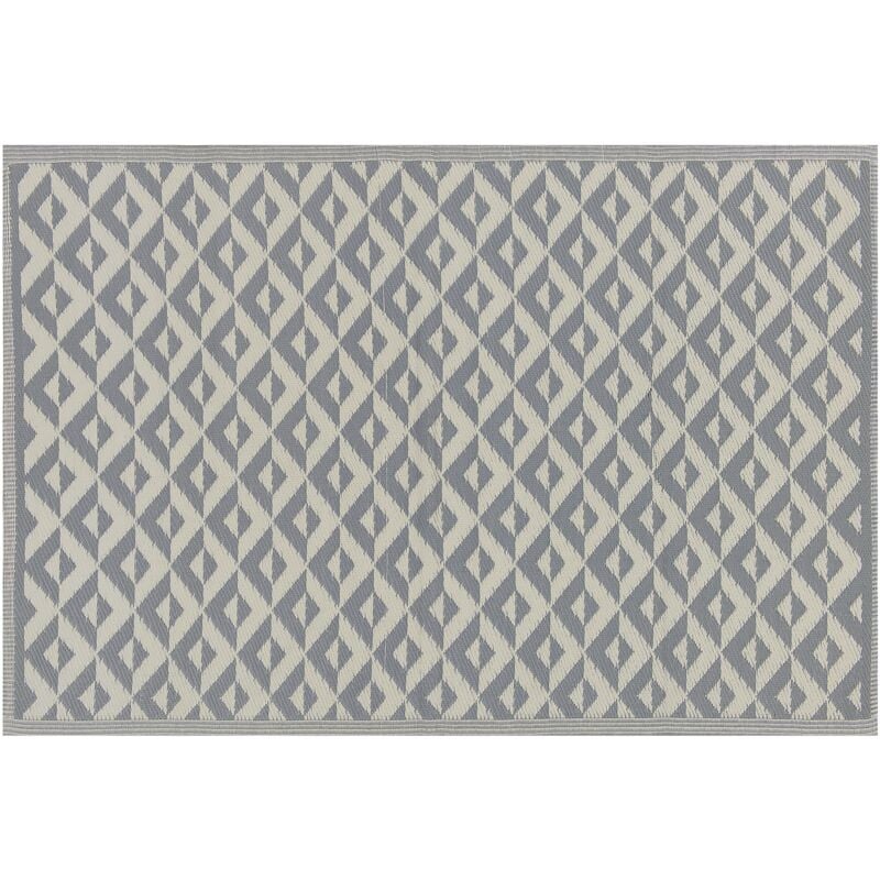 Beliani - Indoor Outdoor Area Rug 120 x 180 cm Grey Synthetic Woven Diamond Pattern Bihar
