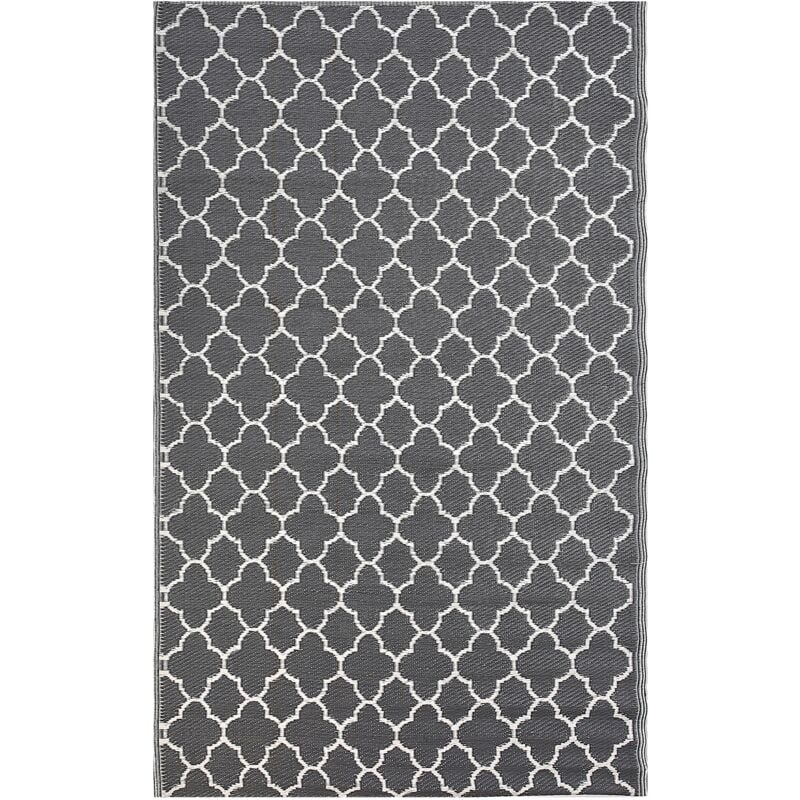 Beliani - Outdoor Garden Patio Woven Area Rug Mat 120 x 180 cm Quatrefoil Grey Surat