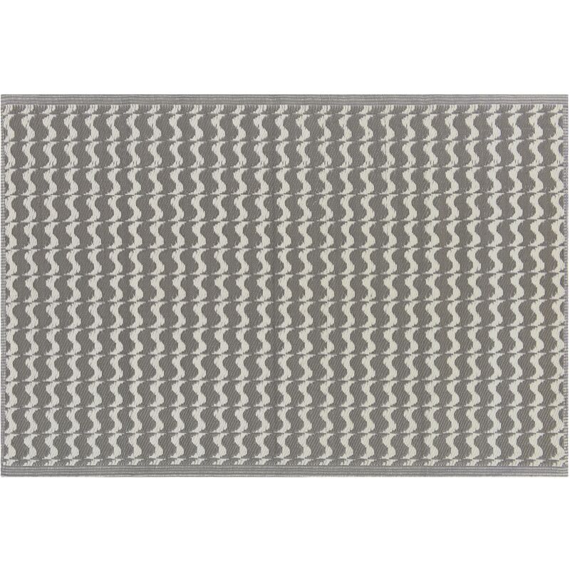Beliani - Indoor Outdoor Area Rug Synthetic 120 x 180cm Geometric Wavy Pattern Grey Tumkur