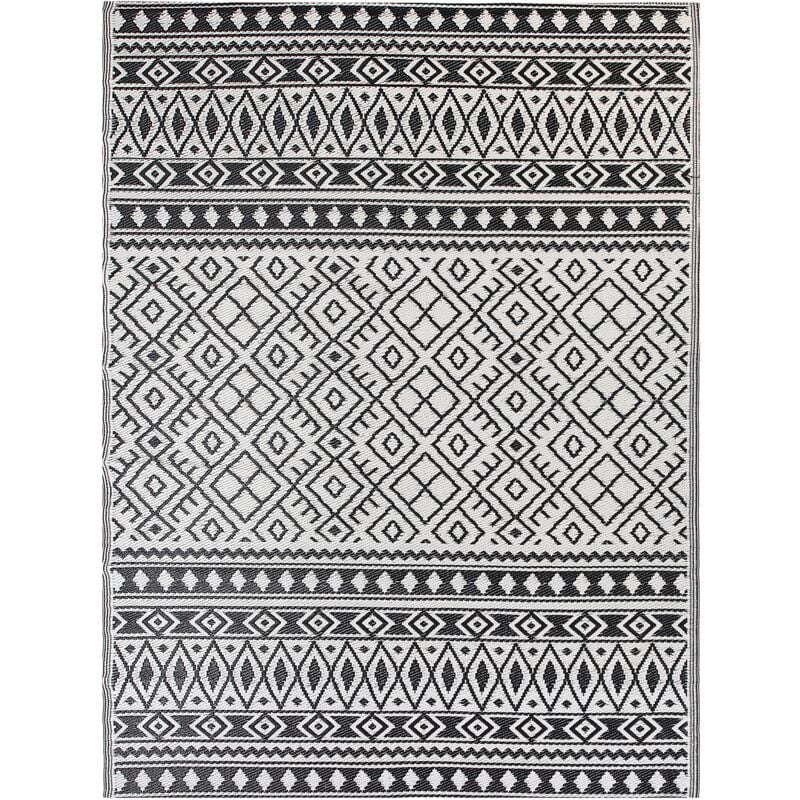 Modern Indoor Outdoor Area Rug Mat 180 x 240 cm Geometric Pattern Black Narli