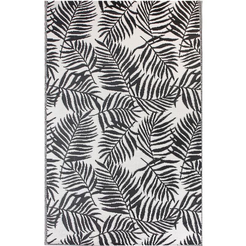 Beliani - Outdoor Area Rug 180 x 270 cm Palm Leaf Pattern Black Kota