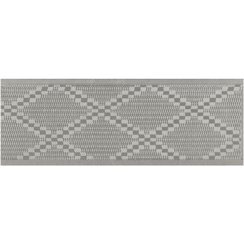 Outdoor Rug 60 x 105 cm Jacquard Woven Terrace Geometric Pattern Grey Jalna