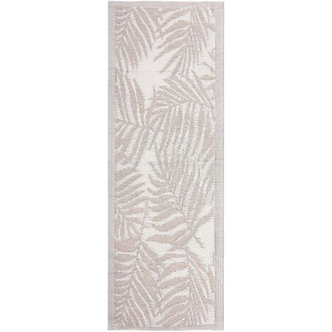 Outdoor Area Rug 60 x 105 cm Palm Leaf Pattern Beige KOTA