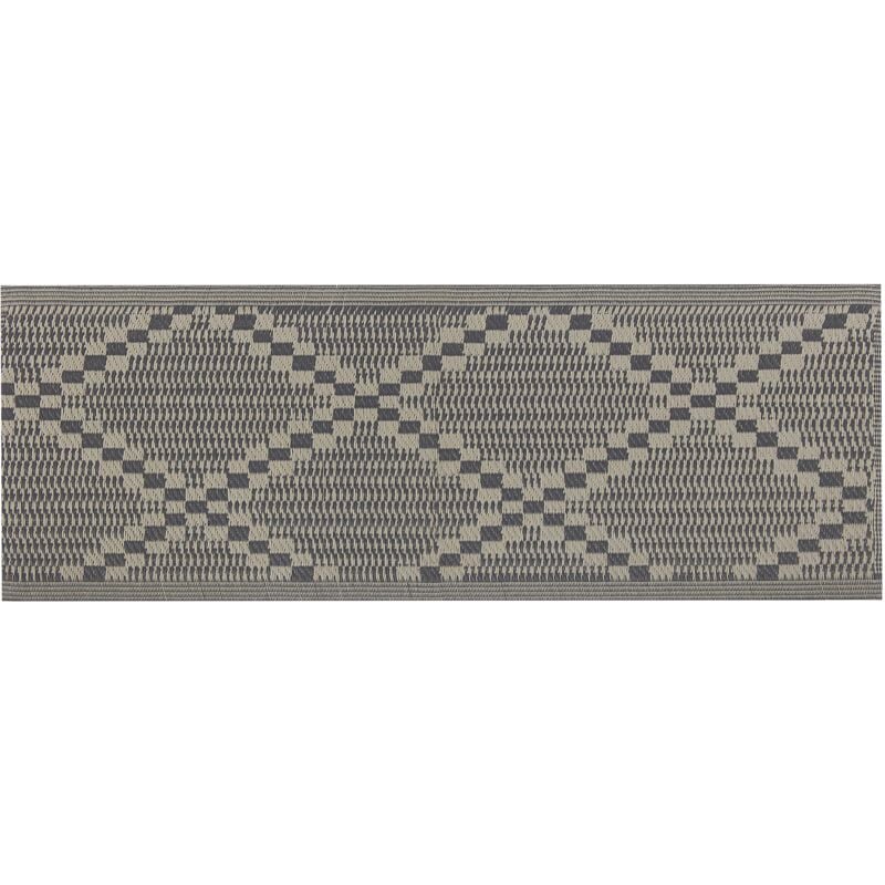 Outdoor Rug 60 x 105 cm Jacquard Woven Terrace Geometric Pattern Taupe Jalna