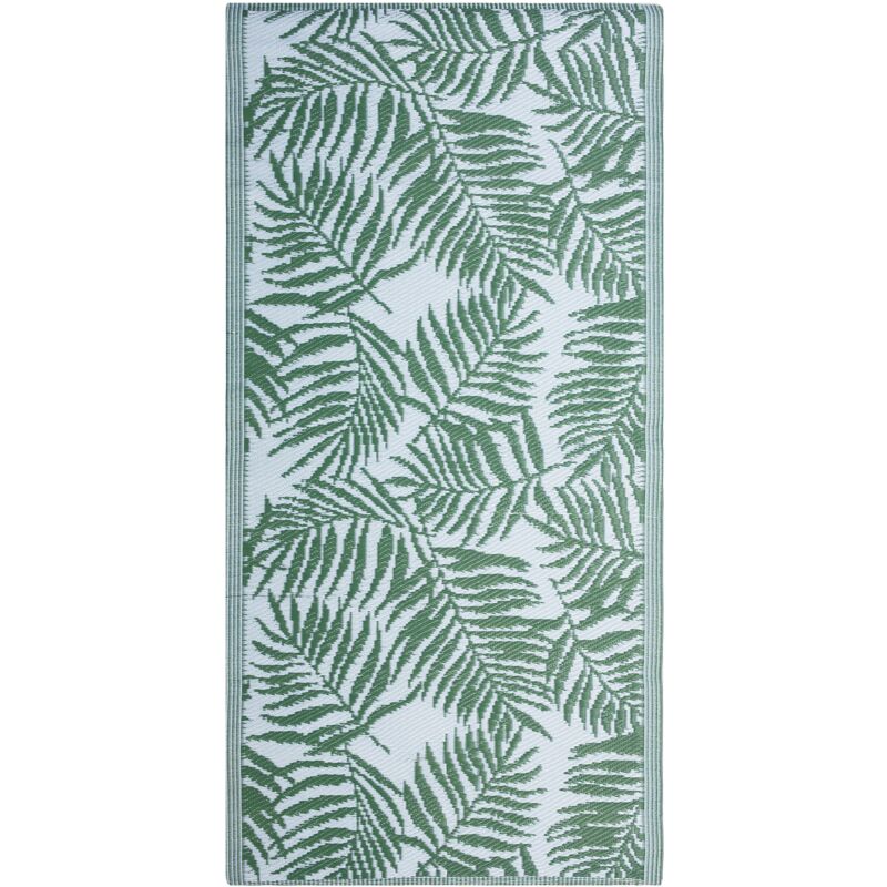 Outdoor Reversible Area Rug 90 x 150 cm Palm Leaf Pattern Dark Green Kota