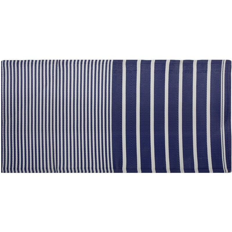 Indoor Outdoor Area Rug 90 x 180 cm Woven Synthetic Material Dark Blue Haldia