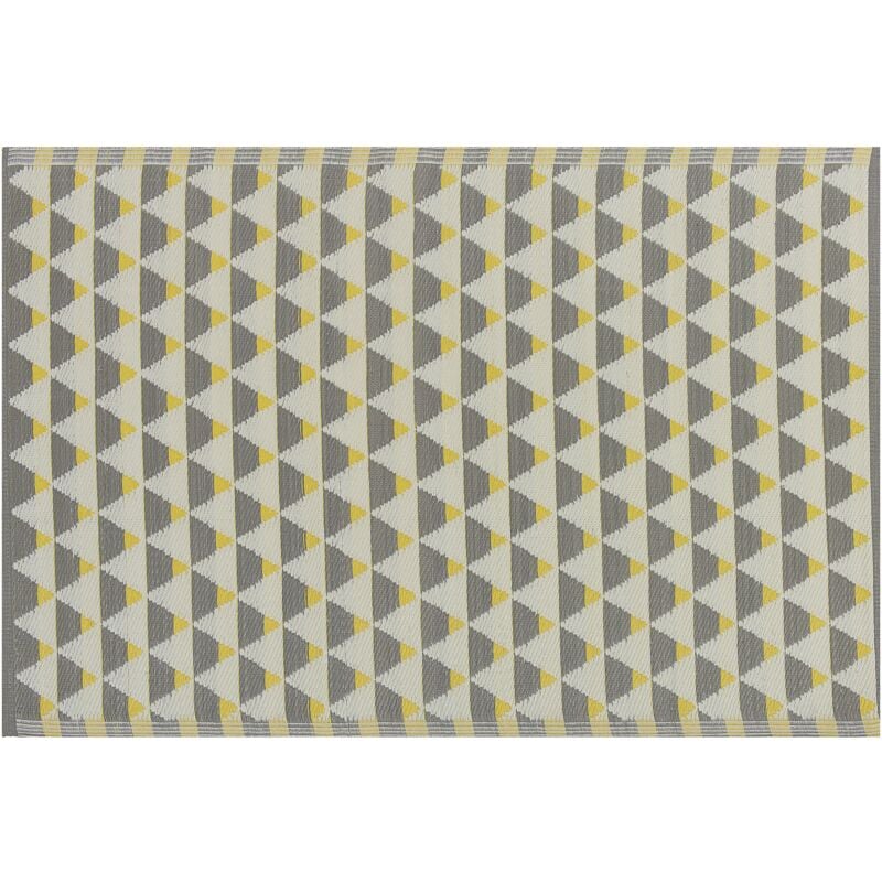 Beliani - Indoor Outdoor Area Rug 120 x 180 cm Triangle Pattern Grey and Yellow Karnal