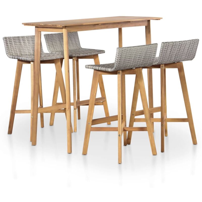 5 Piece Outdoor Dining Set Solid Acacia Wood Vidaxl