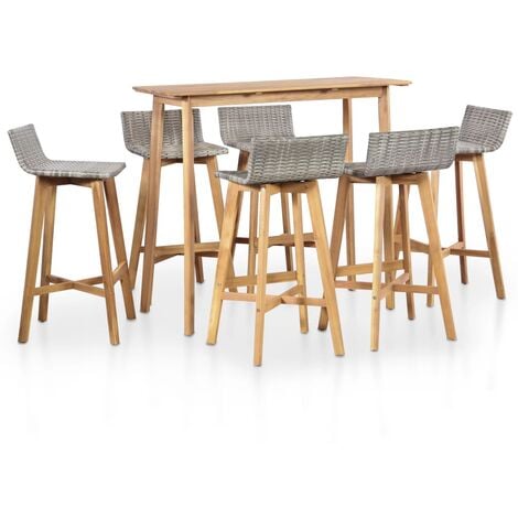 7 Piece Outdoor Dining Set Solid Acacia Wood