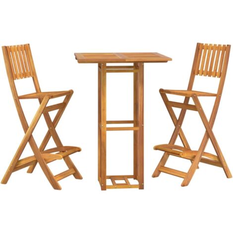 Outdoor Bar Set Natural Wood Solid acacia wood with an oil finish vidaXL