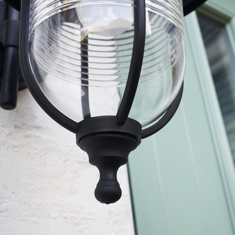 Outdoor Black Fisherman S Swan Neck Wall Light Lantern Ip44 Rated