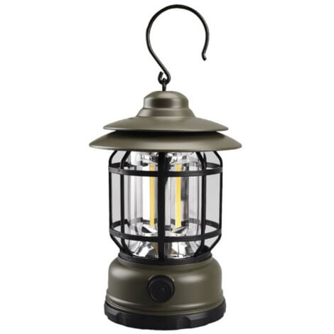 Outdoor Camping Light USB Rechargeable Retro Camping Lantern Dimmable Emergency Light for Camping Hiking Fishing Tent Green