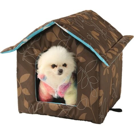 Outdoor Cat House, Feral Cat House with Transparent Curtain, Stray Cats Shelter (Shabby Chic, Medium-Houses)