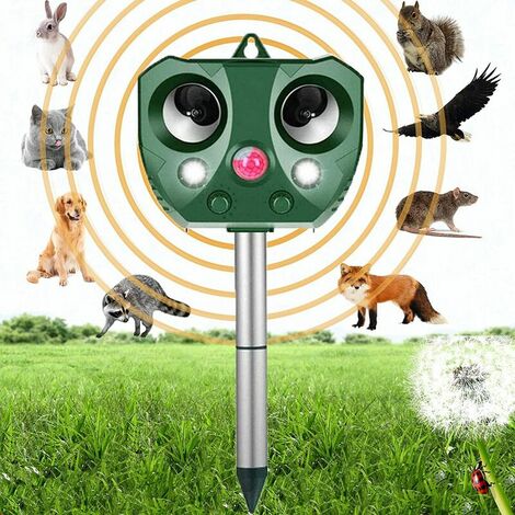 Outdoor Cat Repellent, Solar Powered Ultrasonic Cat Repellent 6 Mode Adjustable Frequency, USB Charging Dog Repeller, Powerful Outdoor Cat Repeller for Gardens, Fields, Nurseries